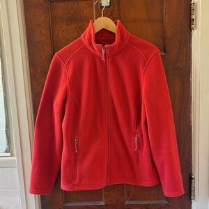 L.L. Bean Women's L Petite Feather Fleece Full Zip Jacket in Red Exclnt Cdtn